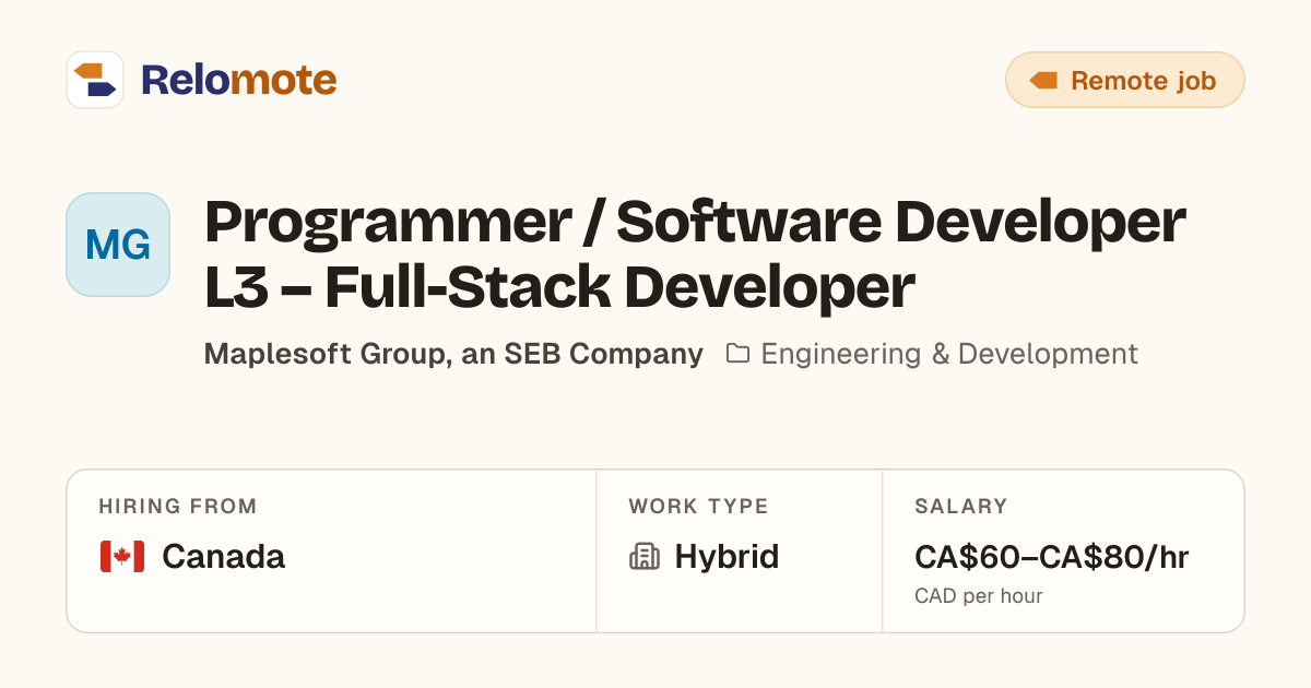 Programmer / Software Developer L3 – Full-Stack Developer at…
