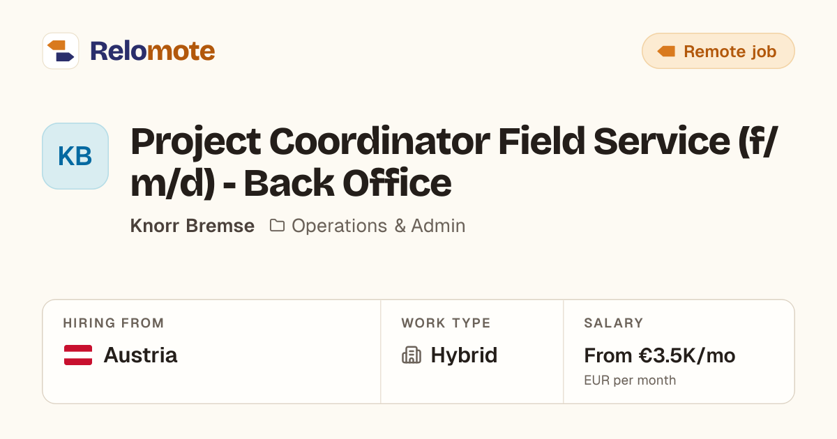Project Coordinator Field Service (f/m/d) - Back Office at Knorr…