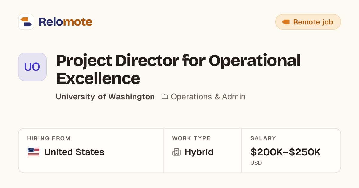 Project Director for Operational Excellence at University of…