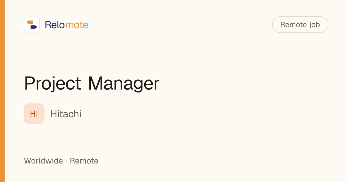 Project Manager at Hitachi | Relomote