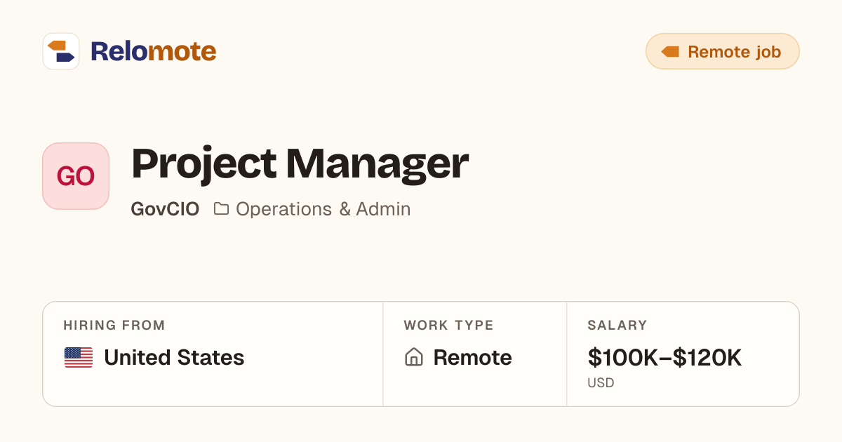 Project Manager at GovCIO | Relomote