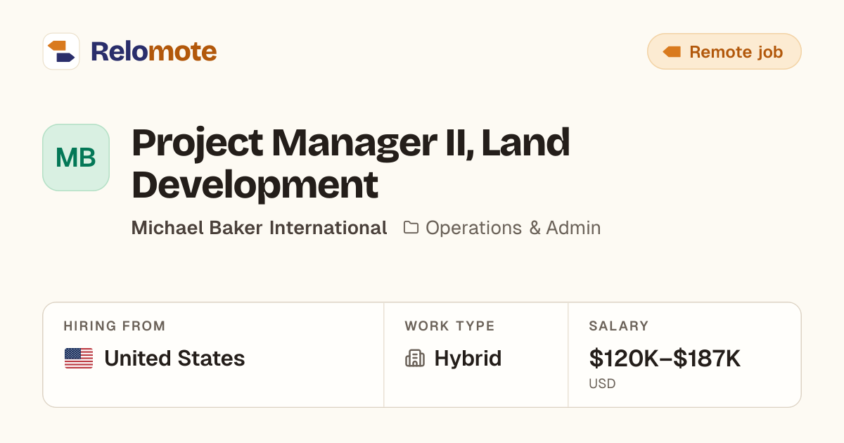 Project Manager II, Land Development at Michael Baker International