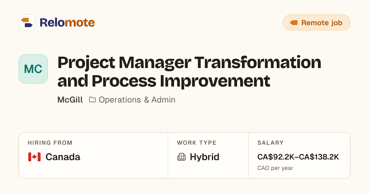 Project Manager Transformation and Process Improvement at McGill