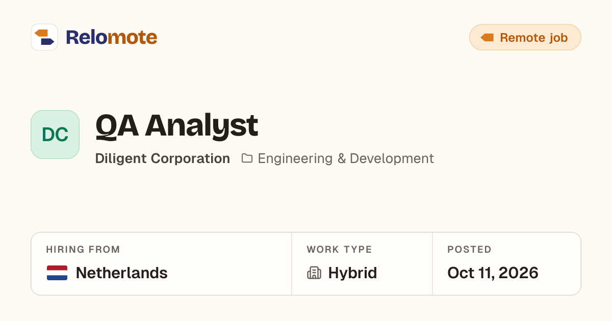 QA Analyst at Diligent Corporation | Relomote