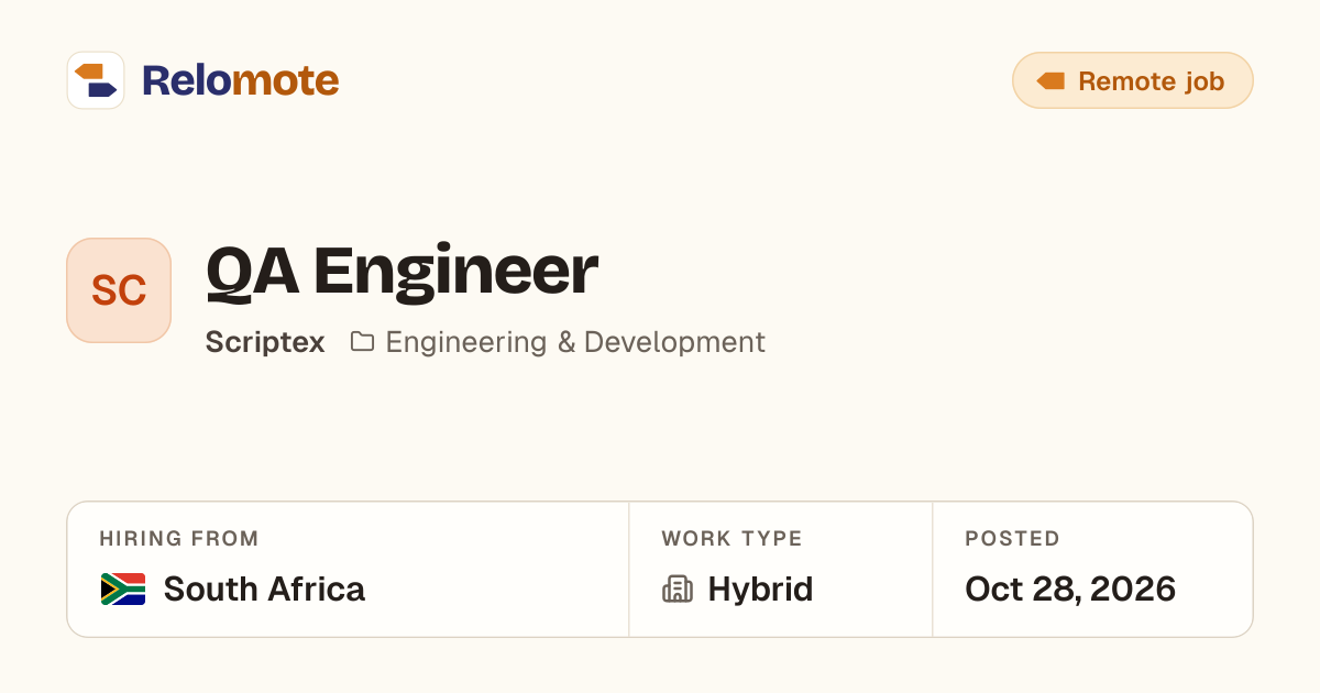 QA Engineer at Scriptex | Relomote
