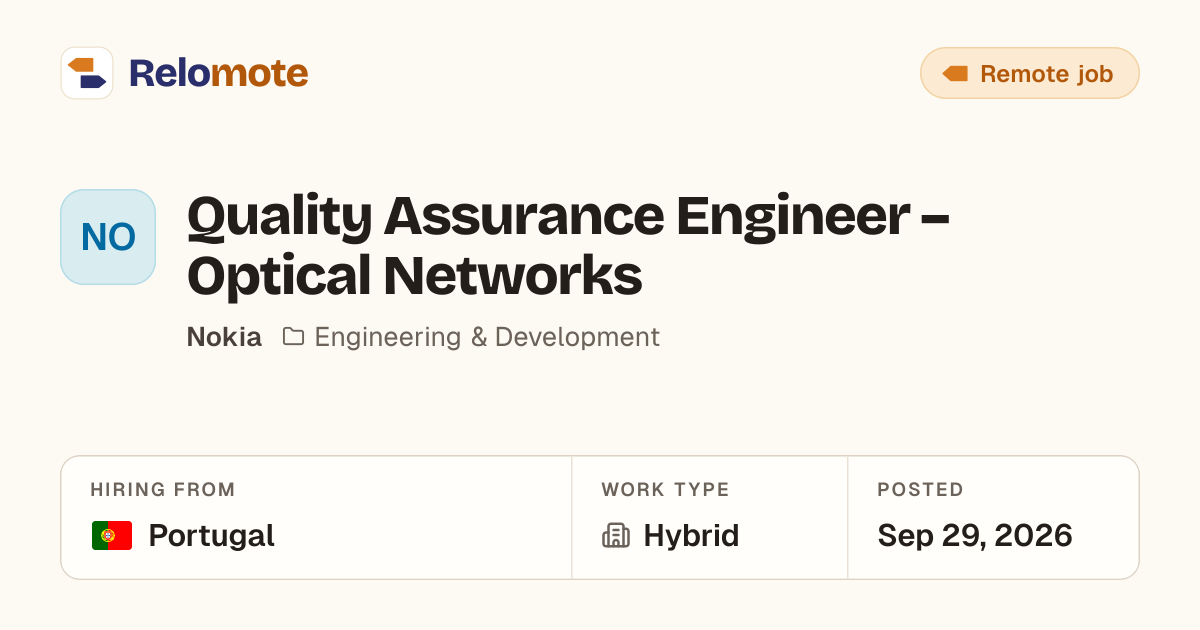 Quality Assurance Engineer – Optical Networks at Nokia | Relomote