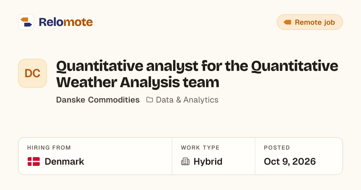 Quantitative analyst for the Quantitative Weather Analysis team at…