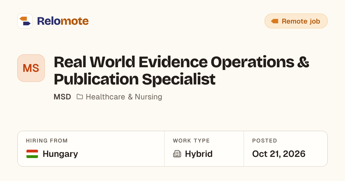 Real World Evidence Operations & Publication Specialist at MSD