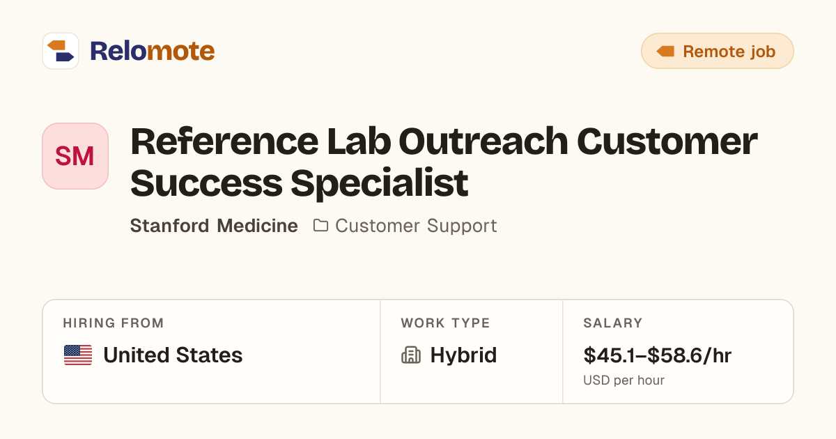 Reference Lab Outreach Customer Success Specialist at Stanford…