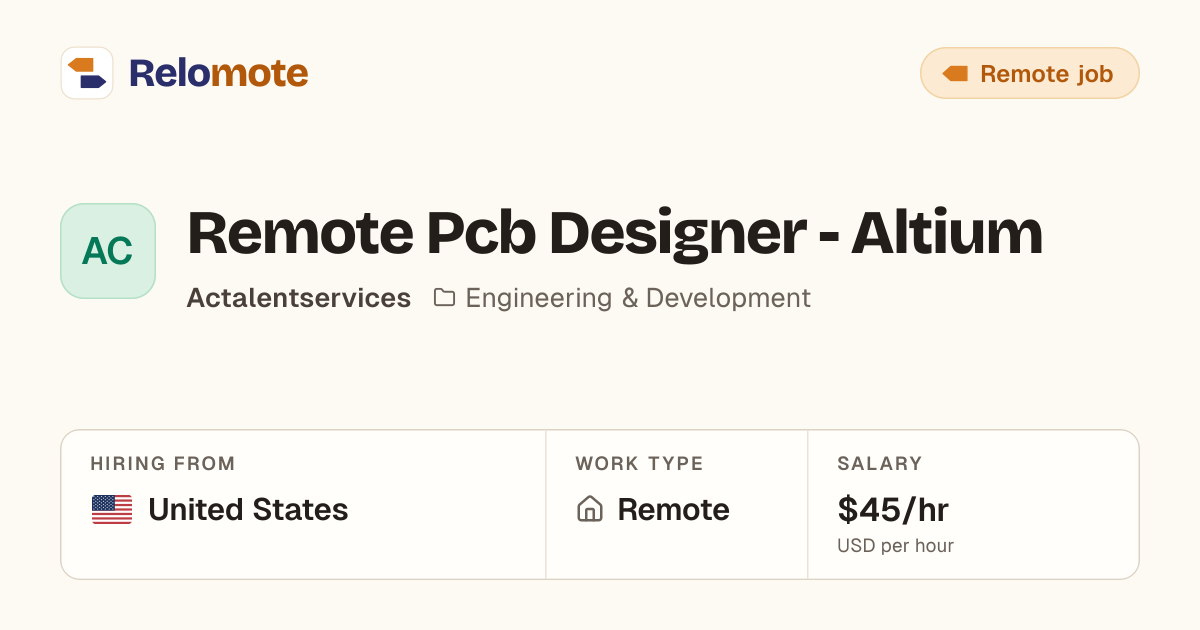 Remote Pcb Designer - Altium at Actalentservices | Relomote