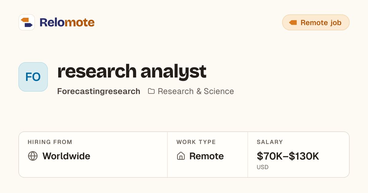 research analyst at Forecastingresearch | Relomote