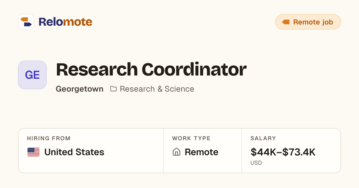 Research Coordinator at Georgetown | Relomote