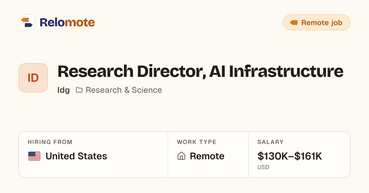 Research Director, AI Infrastructure at Idg | Relomote