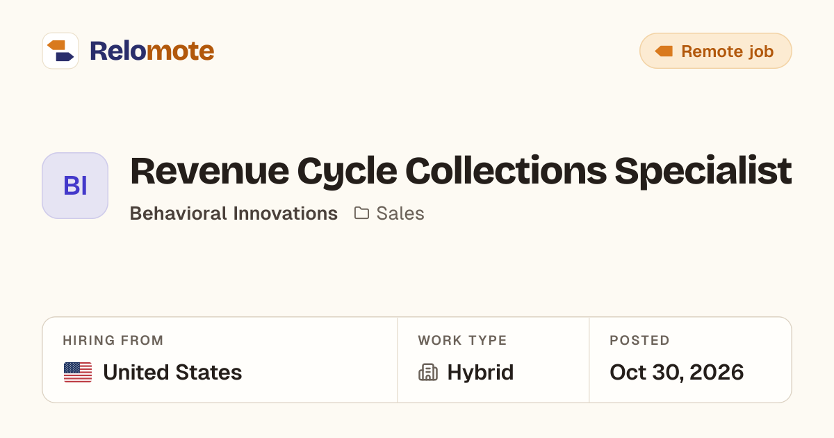 Revenue Cycle Collections Specialist at Behavioral Innovations