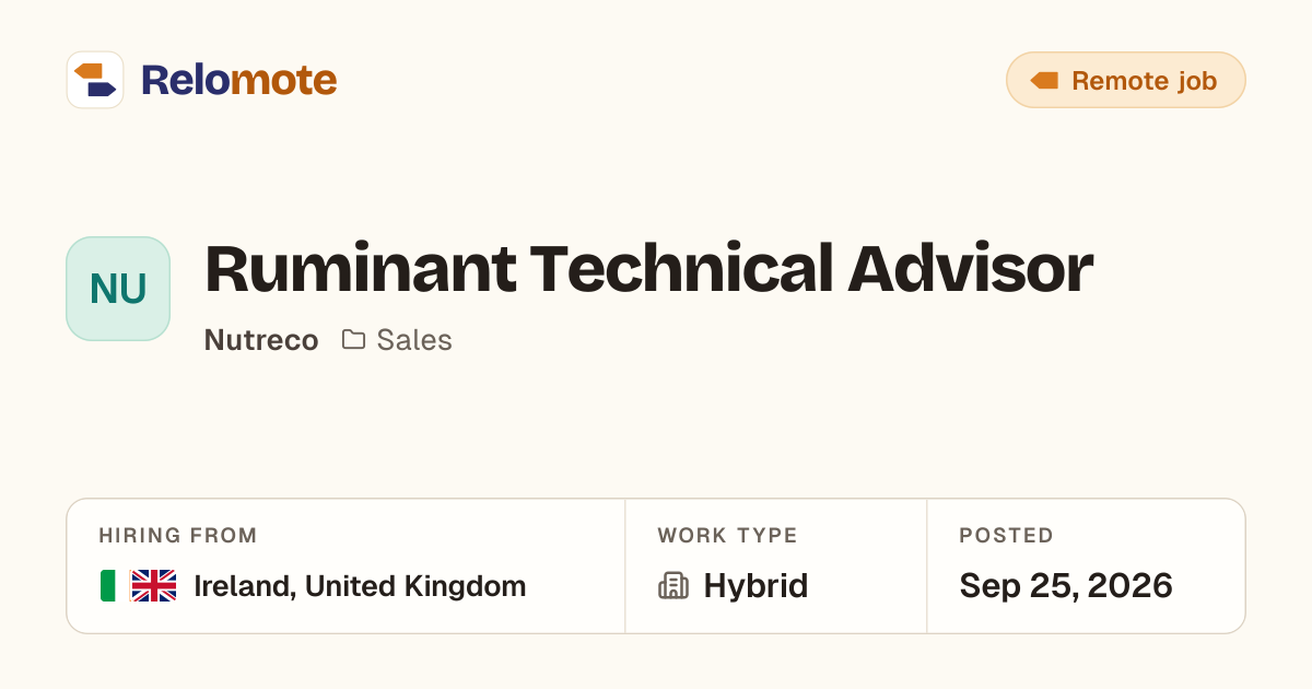 Ruminant Technical Advisor at Nutreco | Relomote