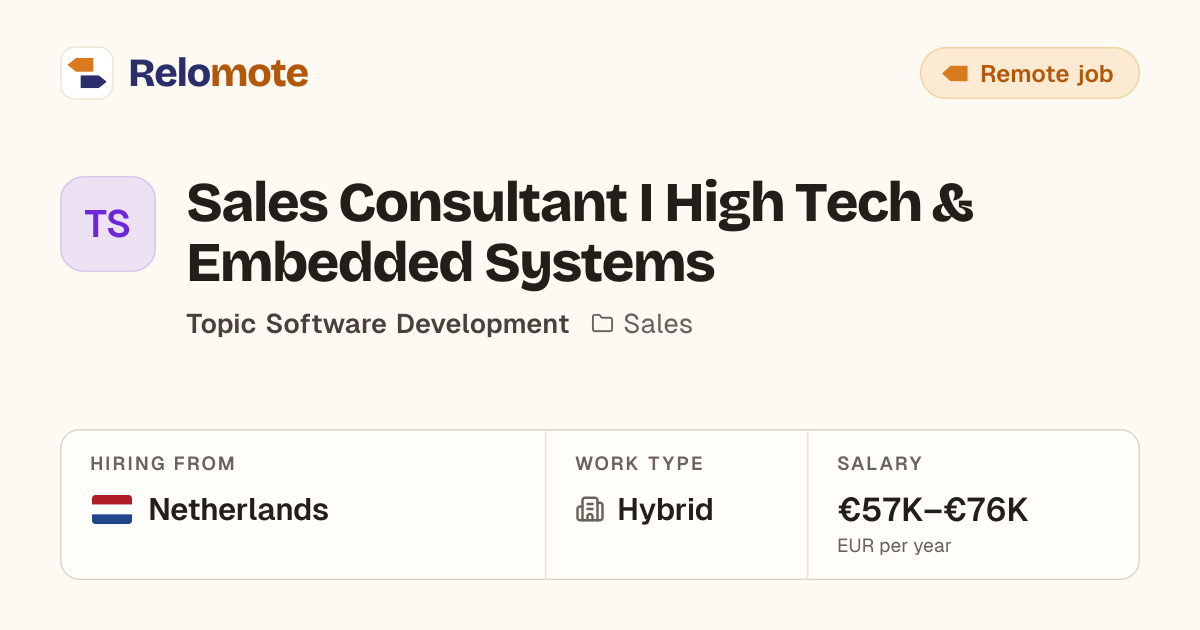 Sales Consultant I High Tech & Embedded Systems at Topic Software…