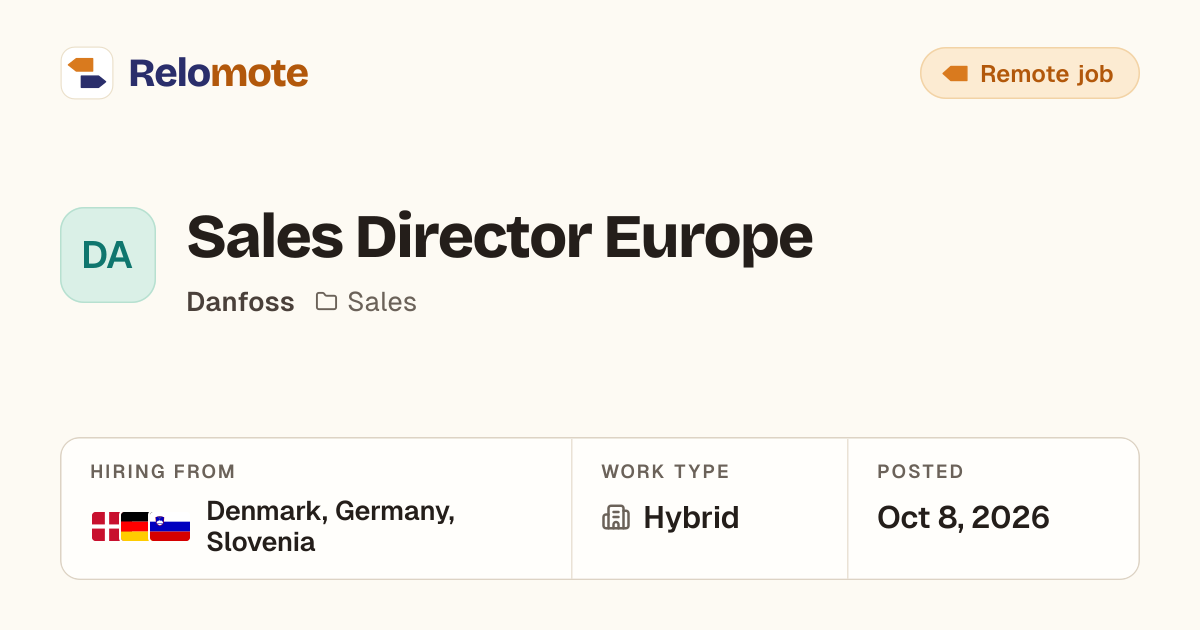 Sales Director Europe at Danfoss | Relomote