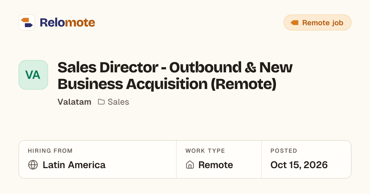Sales Director - Outbound & New Business Acquisition (Remote) at…