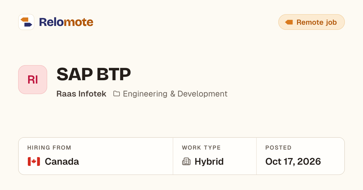 SAP BTP at Raas Infotek | Relomote