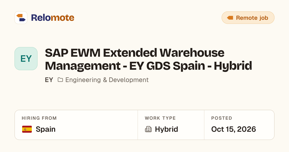 SAP EWM Extended Warehouse Management - EY GDS Spain - Hybrid at EY