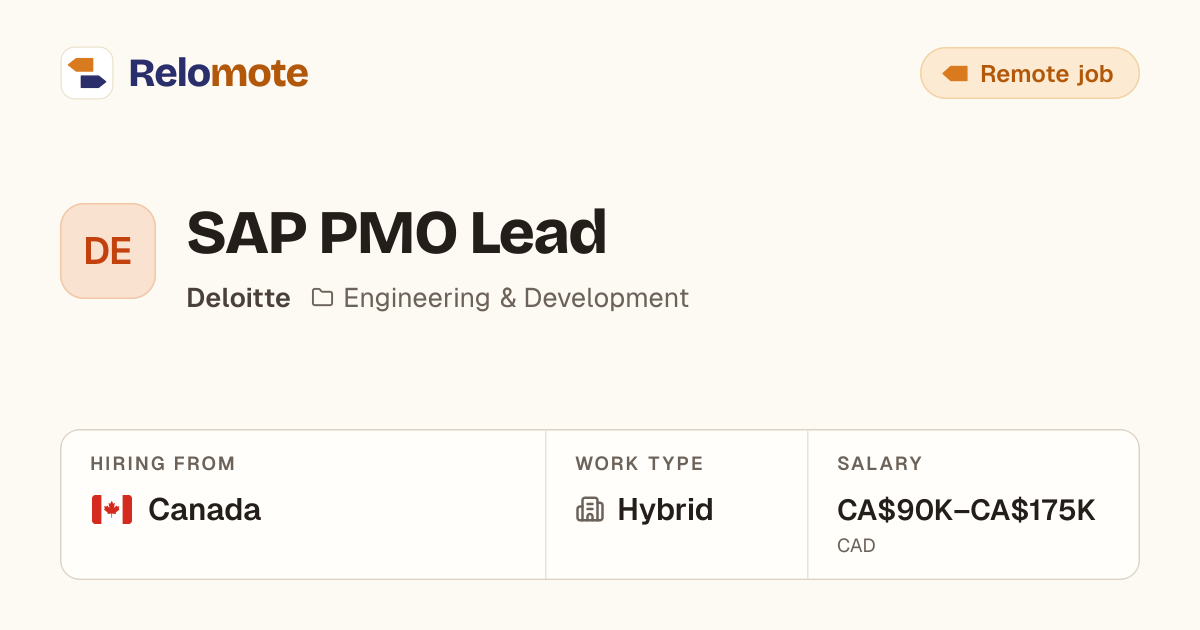SAP PMO Lead at Deloitte | Relomote