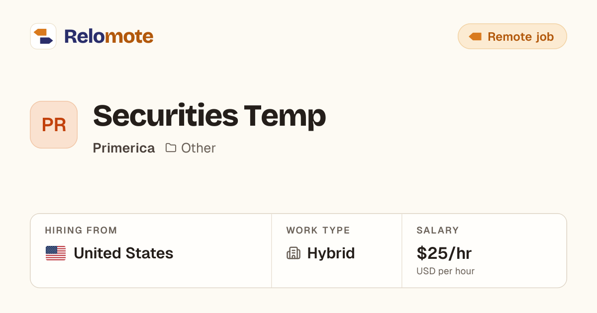 Securities Temp at Primerica | Relomote