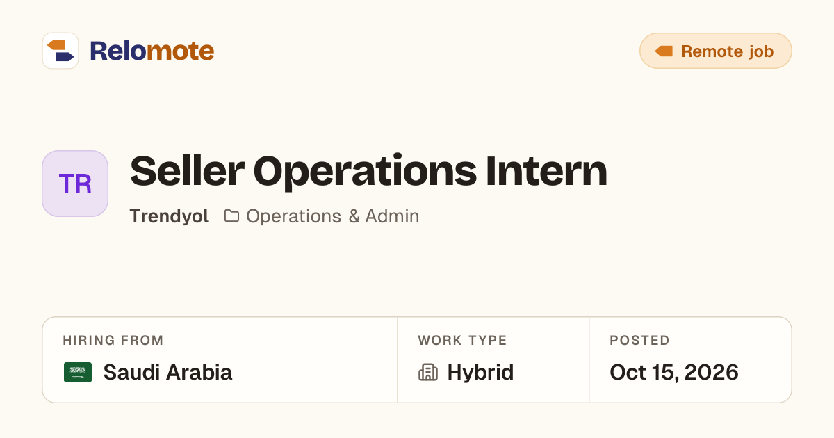 Seller Operations Graduate at Trendyol | Relomote