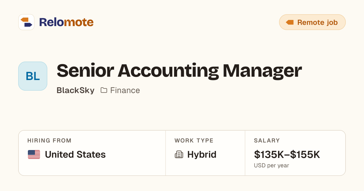 Senior Accounting Manager at BlackSky | Relomote