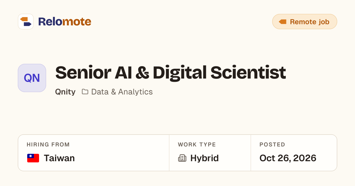 Senior AI & Digital Scientist at Qnity | Relomote