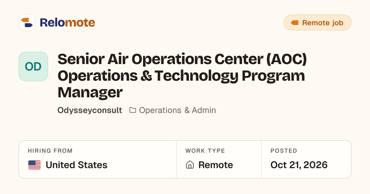 Senior Air Operations Center (AOC) Operations & Technology Program…