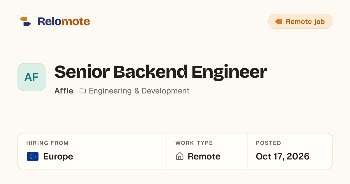 Senior Backend Engineer at Affle | Relomote
