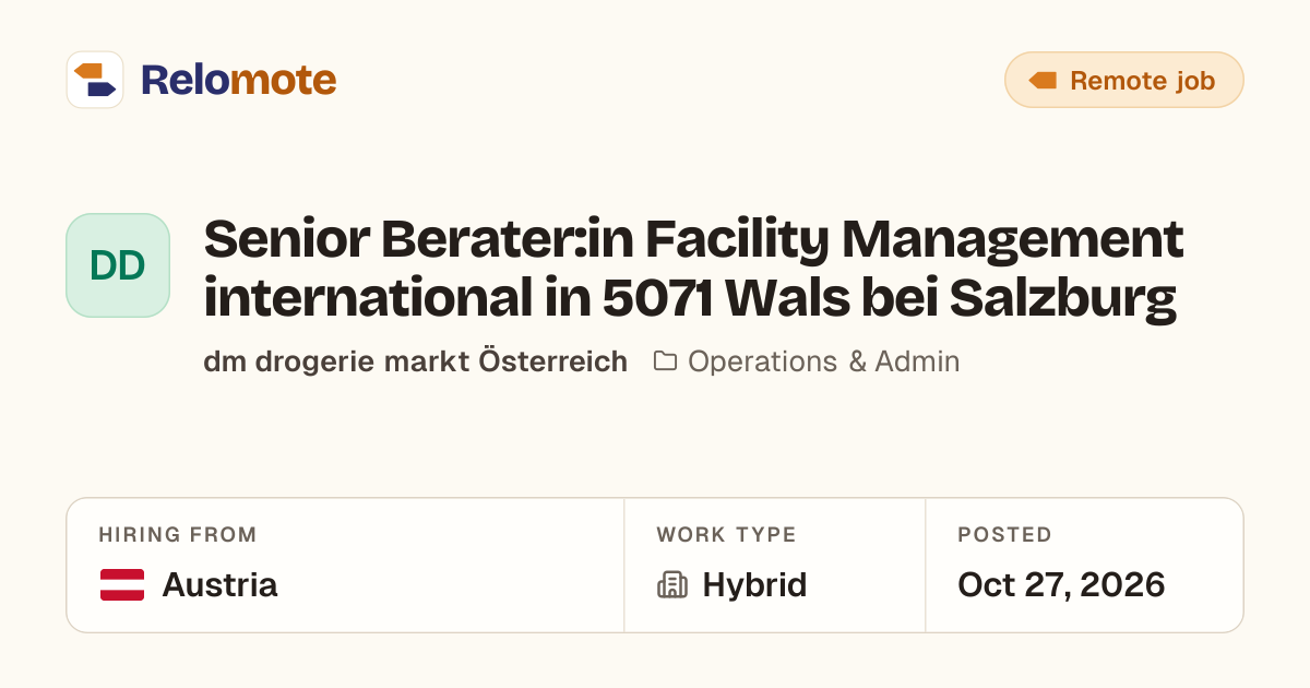 Senior Berater:in Facility Management international in 5071 Wals bei…