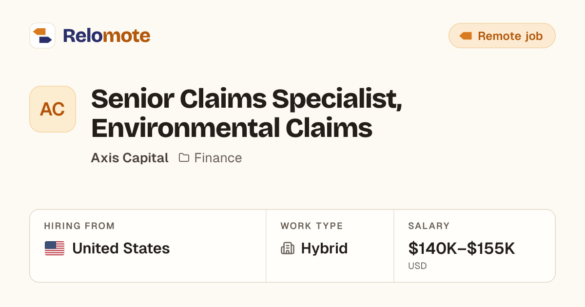 Senior Claims Specialist, Environmental Claims at Axis Capital