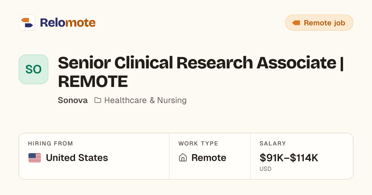 Senior Clinical Research Associate | REMOTE at Sonova | Relomote