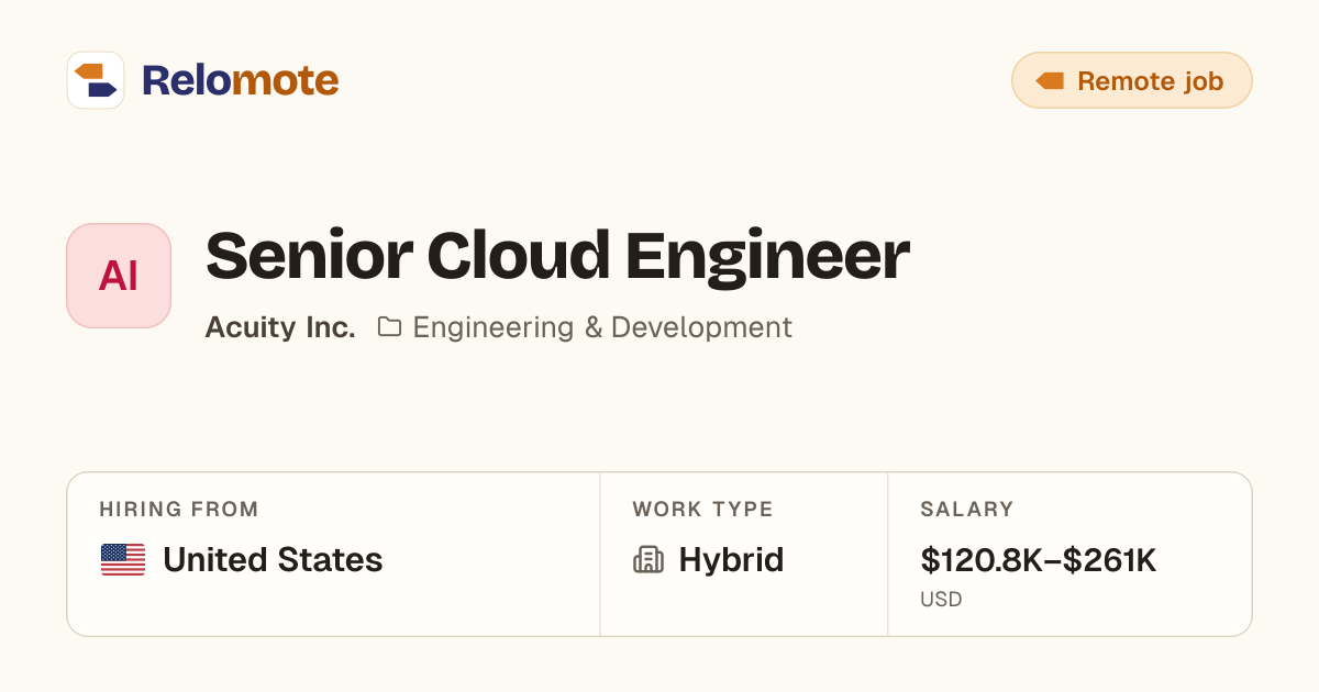 Senior Cloud Engineer at Acuity Inc. | Relomote