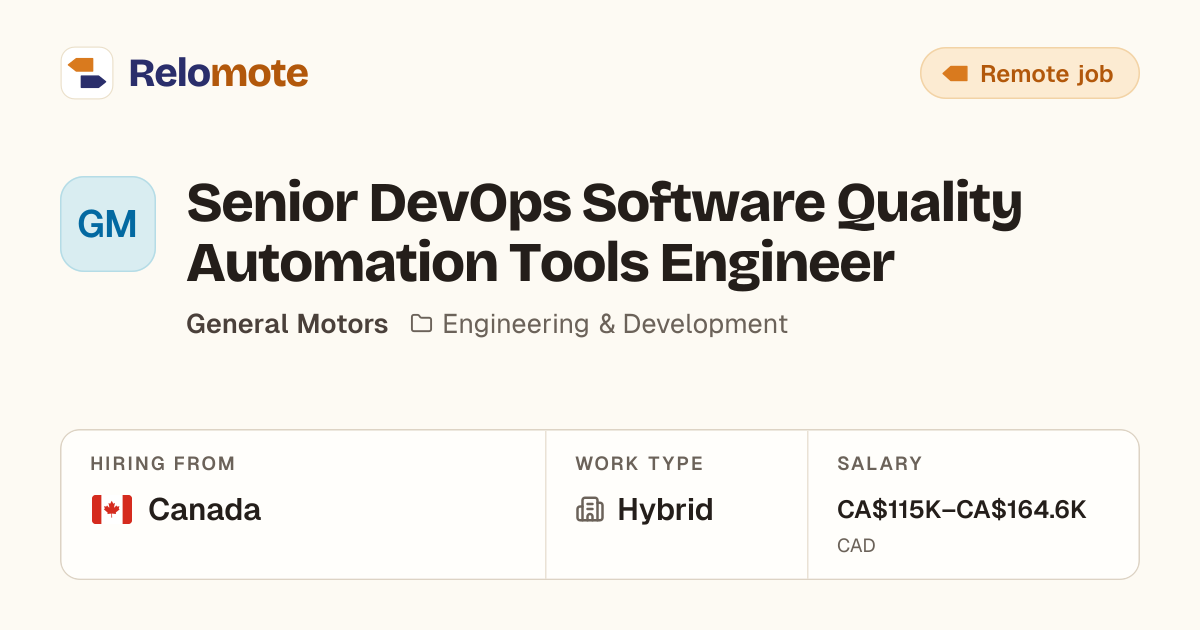 Senior DevOps Software Quality Automation Tools Engineer at General…