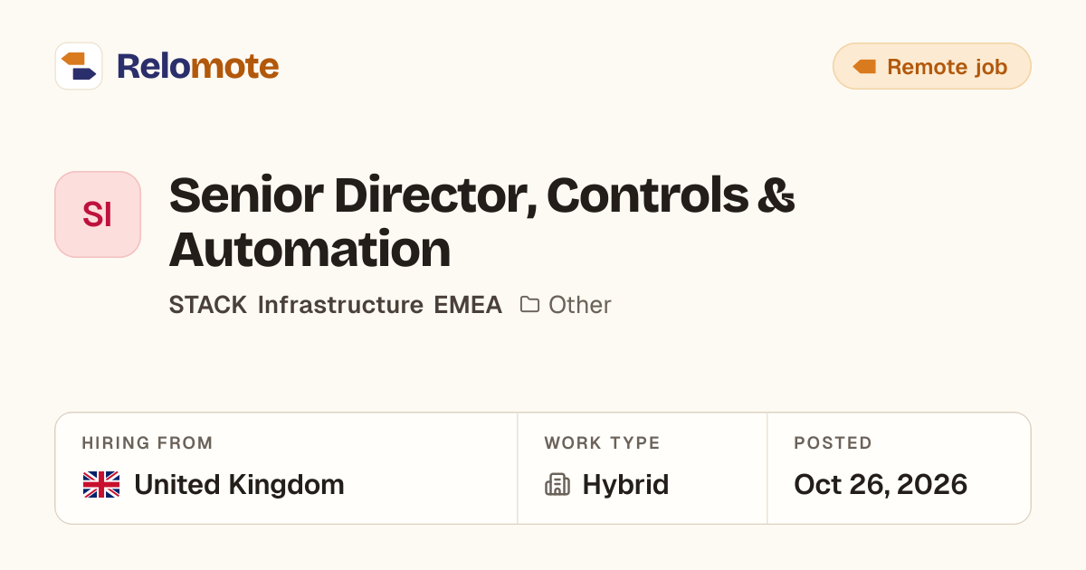 Senior Director, Controls & Automation at STACK Infrastructure EMEA