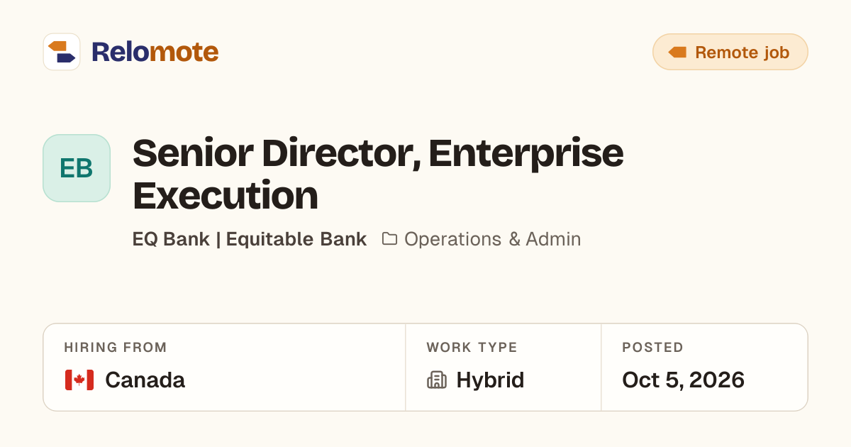 Senior Director, Enterprise Execution at EQ Bank | Equitable Bank