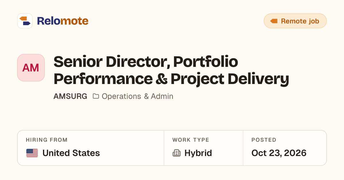 Senior Director, Portfolio Performance & Project Delivery at AMSURG