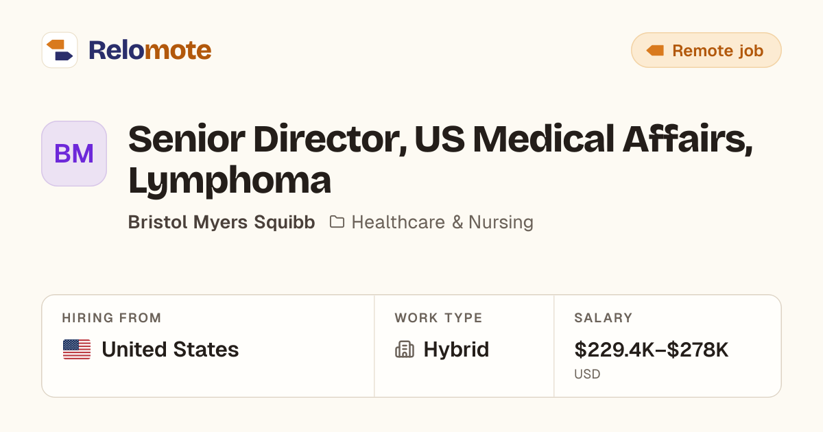 Senior Director, US Medical Affairs, Lymphoma at Bristol Myers Squibb