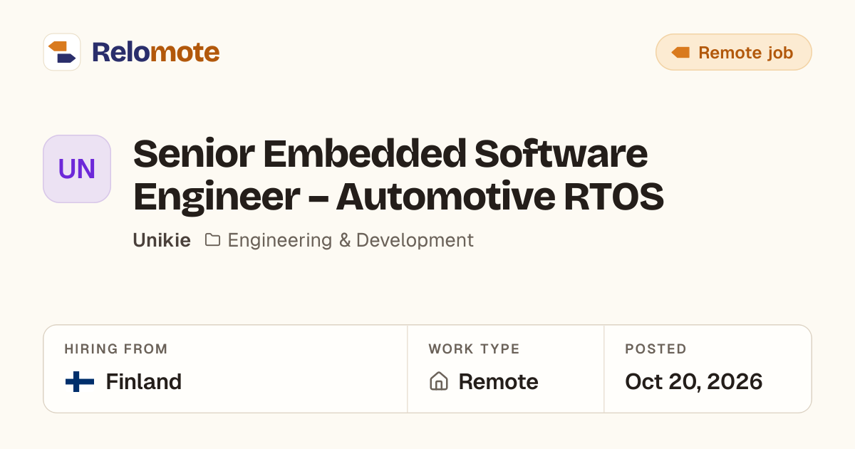 Senior Embedded Software Engineer – Automotive RTOS at Unikie