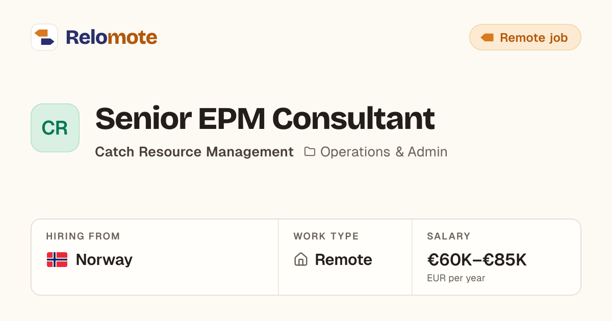 Senior EPM Consultant at Catch Resource Management | Relomote