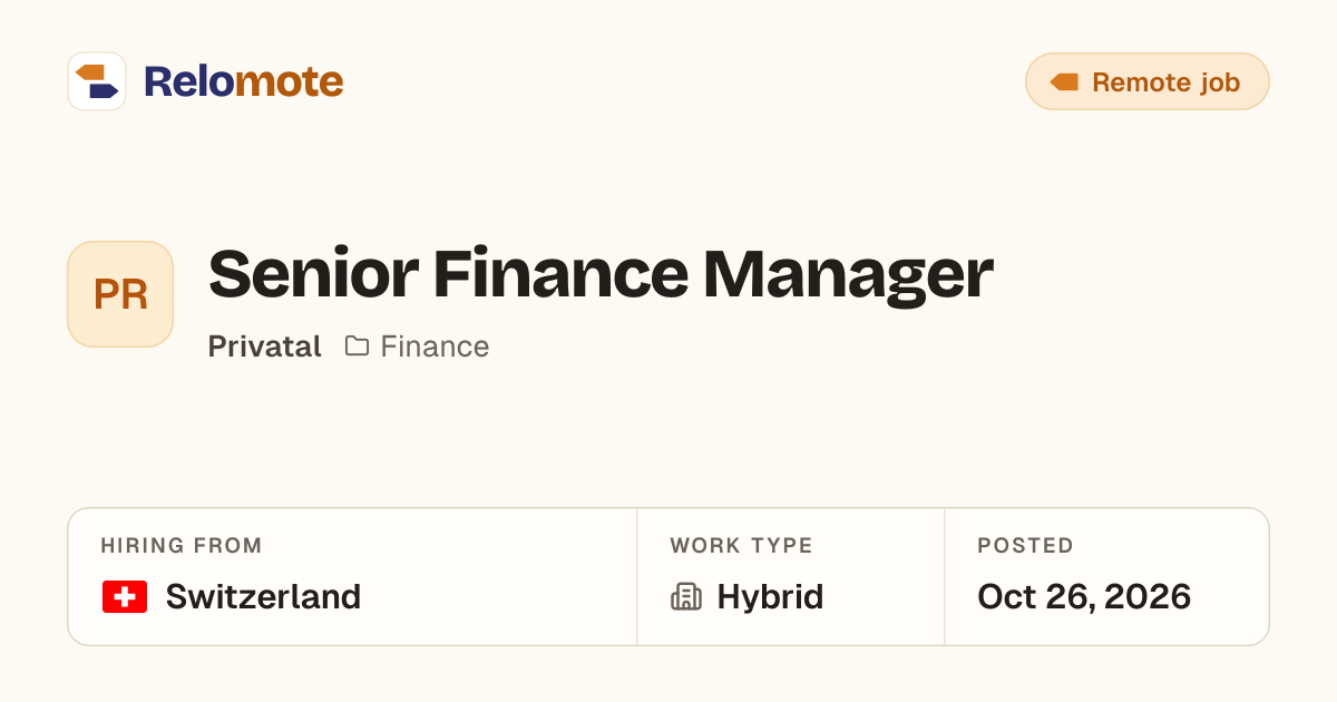 Senior Finance Manager at Privatal | Relomote