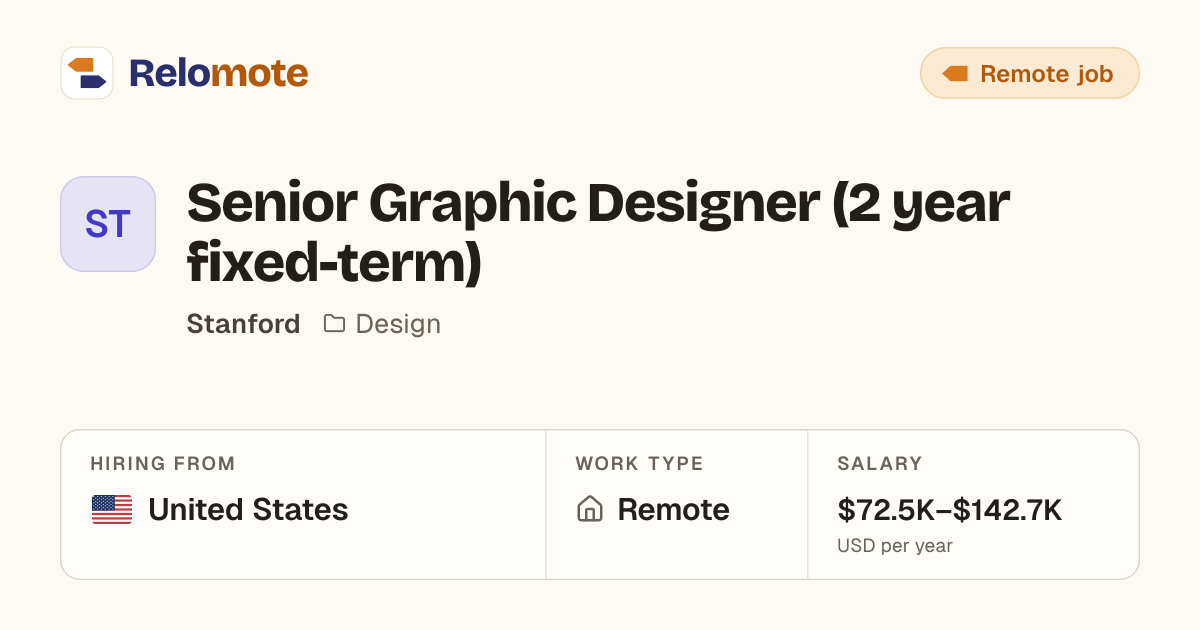 Senior Graphic Designer at Stanford | Relomote