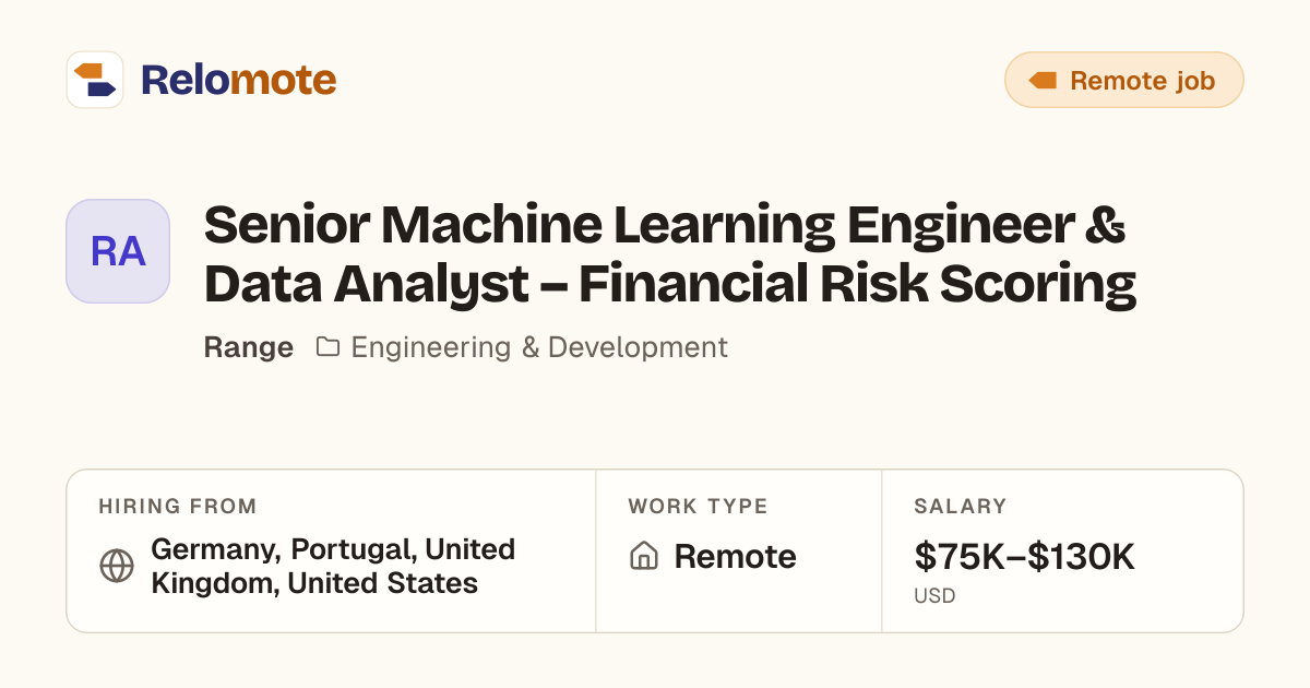 Senior Machine Learning Engineer & Data Analyst – Financial Risk…