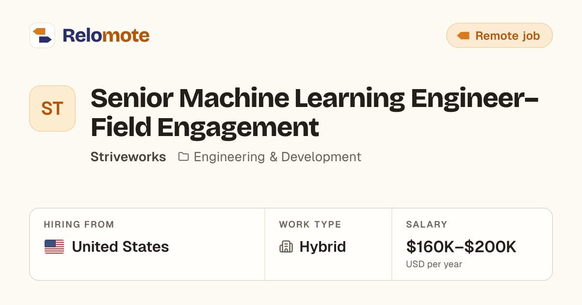 Senior Machine Learning Engineer–Field Engagement at Striveworks