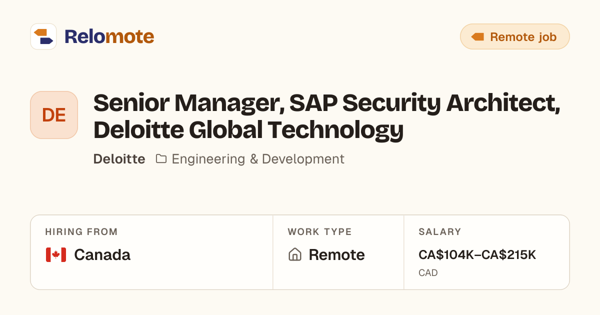 Senior Manager, SAP Security Architect, Deloitte Global Technology…