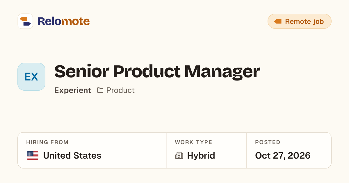 Senior Product Manager at Experient | Relomote