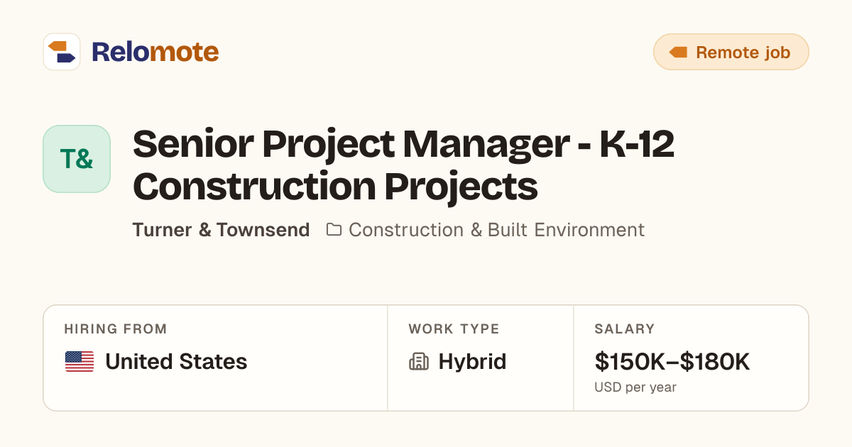 Senior Project Manager - K-12 Construction Projects at Turner