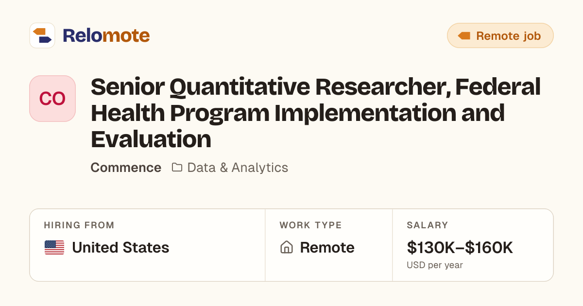 Senior Quantitative Researcher, Federal Health Program…